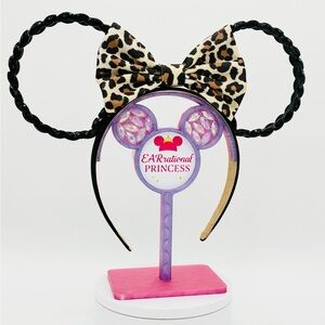EARrational Princess Mickey Ears Black Bedazzled rhinestones with Lepoard bow